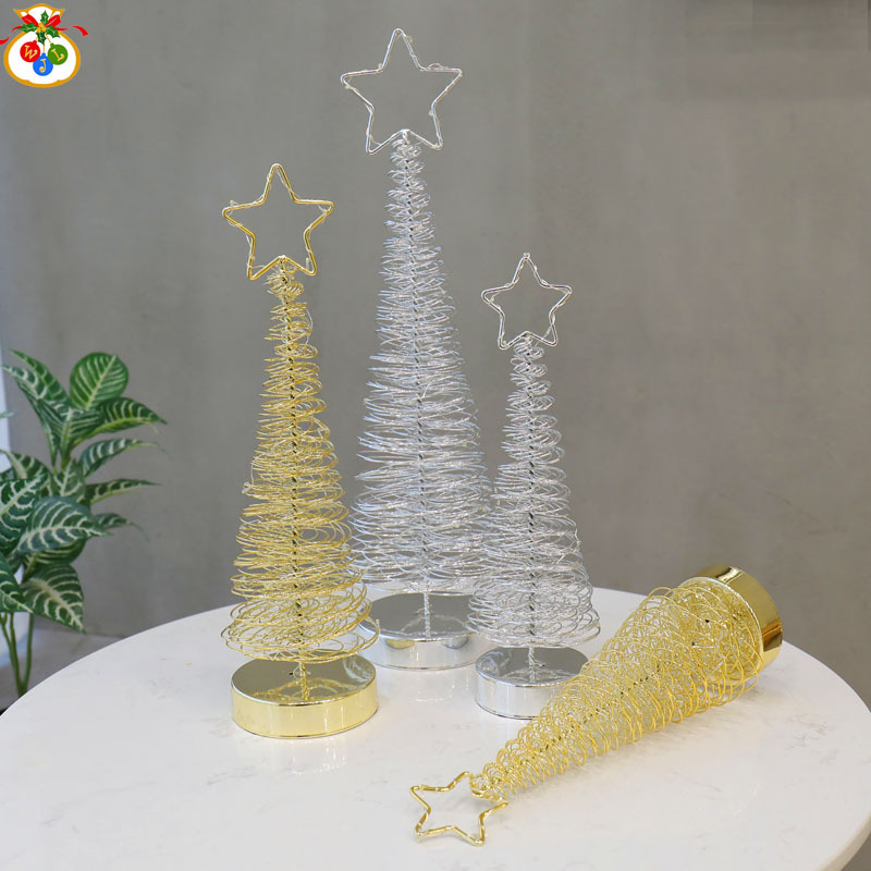 RT-803 Light Included Iron Wire Tree Gold and Silver Christmas Tree Christmas Decorations Ambience Light LED Lights Christmas Ornaments