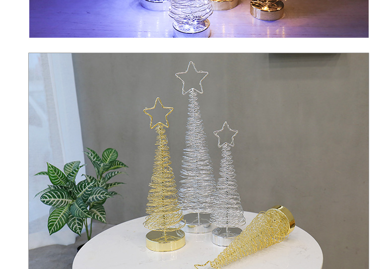 RT-803 Light Included Iron Wire Tree Gold and Silver Christmas Tree Christmas Decorations Ambience Light LED Lights Christmas Ornaments