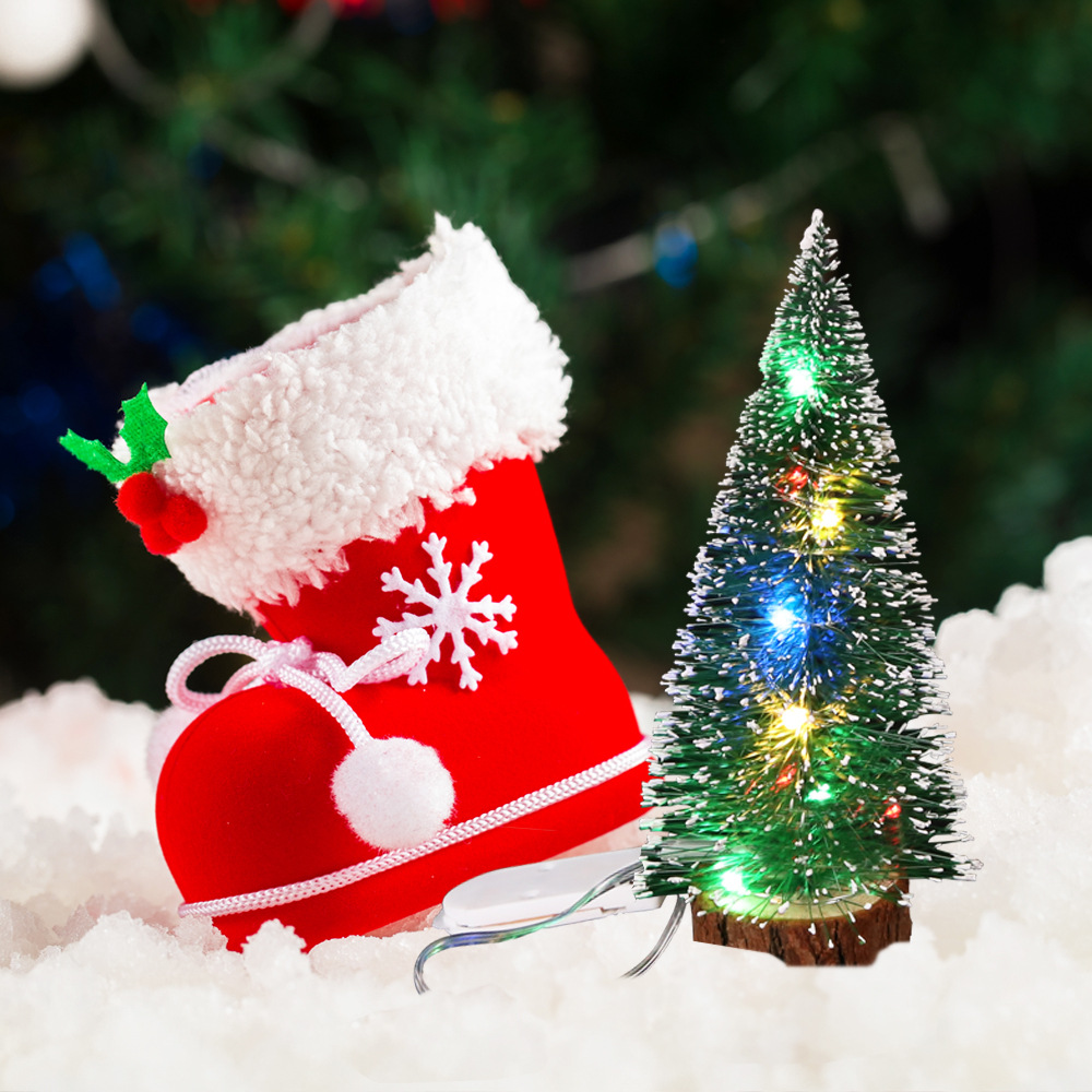 Christmas decorations green white Frost Side LED Lights Pine Needles Powder Mini Christmas Tree