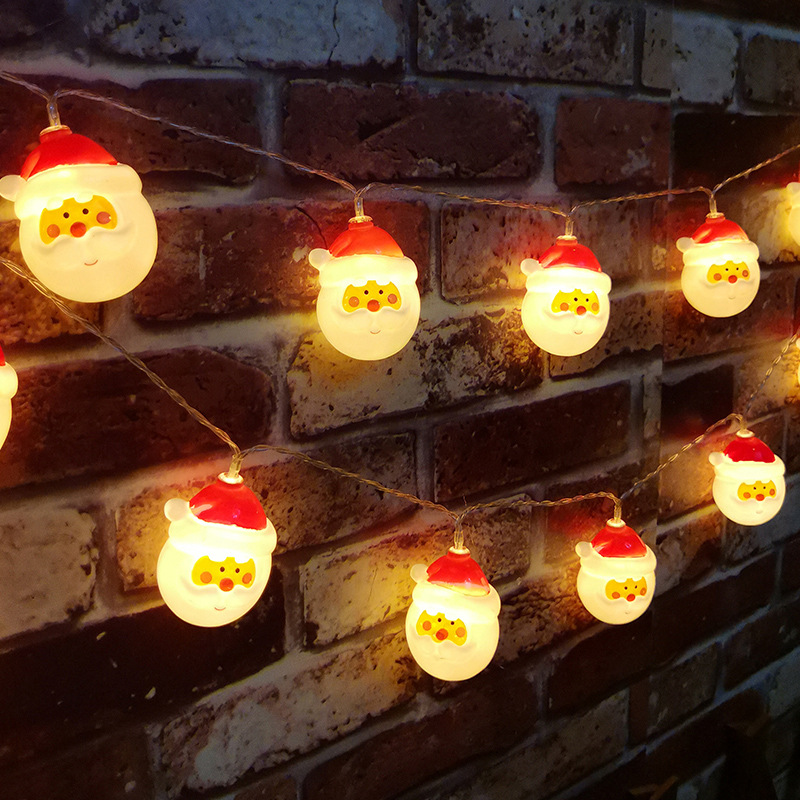Christmas tree lights  Hat Santa Claus String Christmas Tree Snowman Head Battery Box String Lights Colored Lights