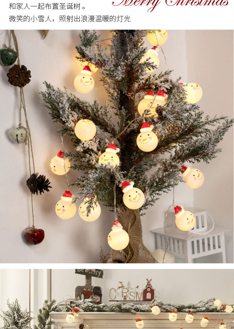 Christmas tree lights  Hat Santa Claus String Christmas Tree Snowman Head Battery Box String Lights Colored Lights