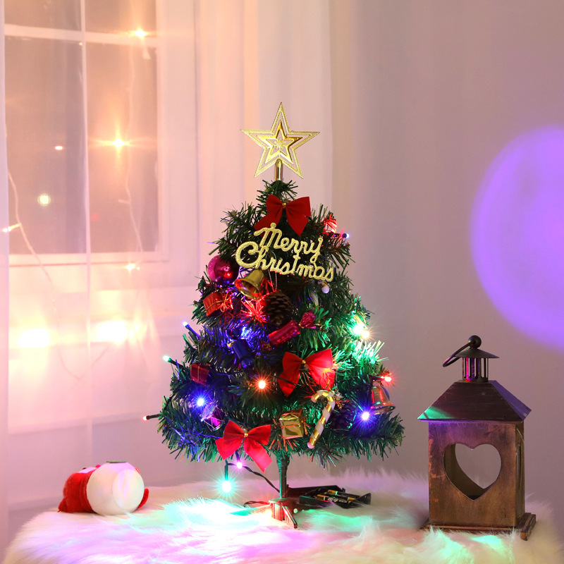 Tree Package with Lights Christmas Decoration Desktop Mini Christmas Tree Ornaments Shopping Mall Layout Supplies