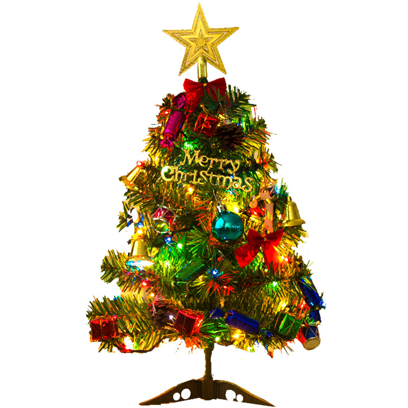 Tree Package with Lights Christmas Decoration Desktop Mini Christmas Tree Ornaments Shopping Mall Layout Supplies