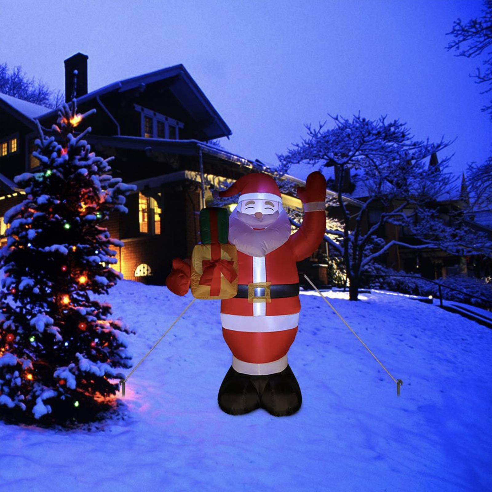 Christmas Inflatable LED Luminous Inflatable Christmas Tree Snowman Old Man Gift Pack Decoration Christmas Courtyard Decorative Lights