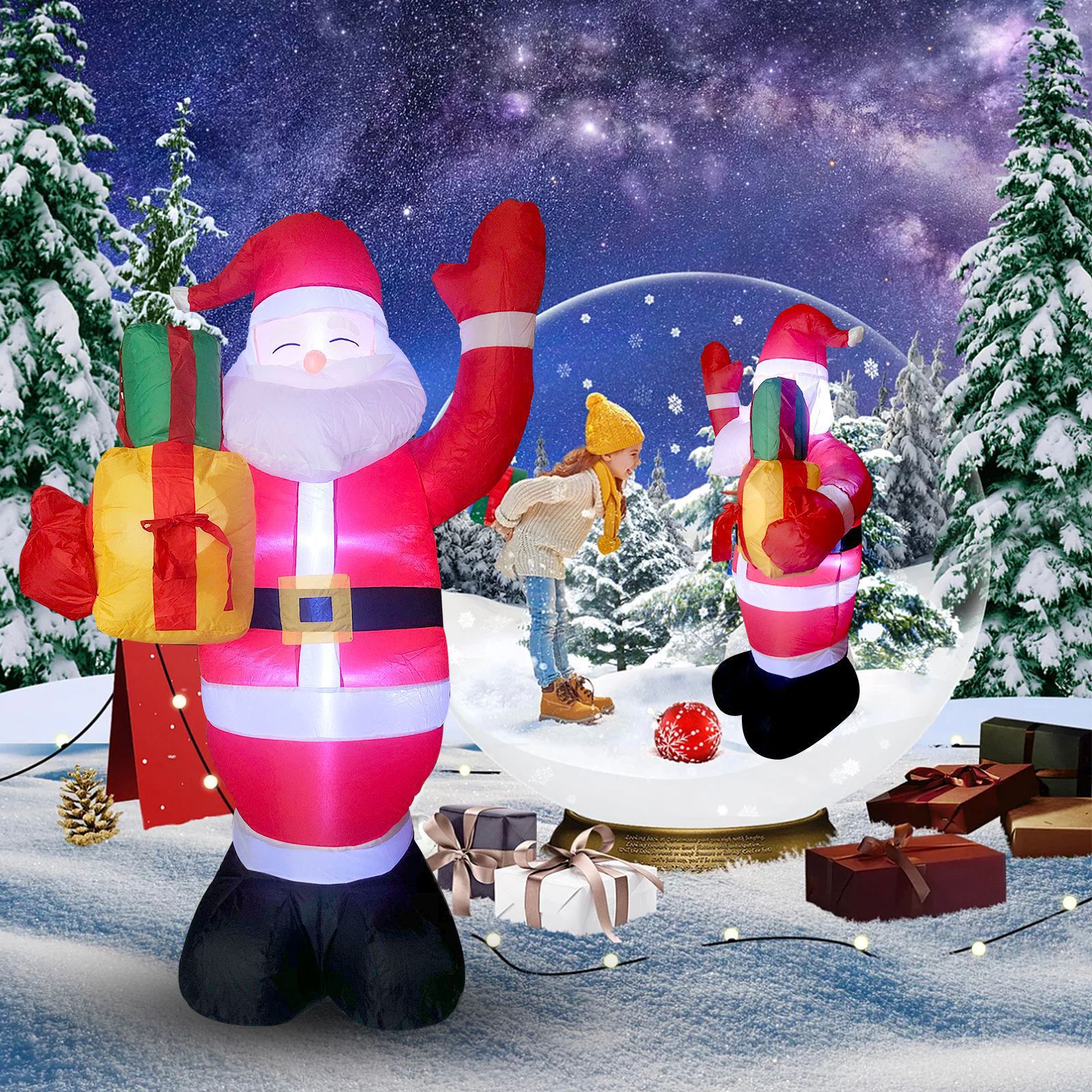 Christmas Inflatable LED Luminous Inflatable Christmas Tree Snowman Old Man Gift Pack Decoration Christmas Courtyard Decorative Lights
