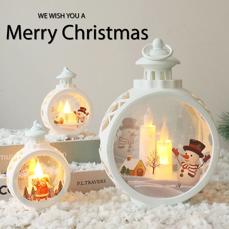 Christmas tree lights round Christmas Hanging Lamp Portable Cross-Border New Arrival Retro Window Decoration