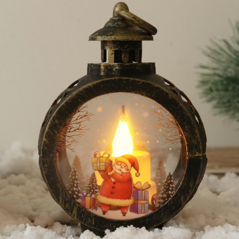 Christmas tree lights round Christmas Hanging Lamp Portable Cross-Border New Arrival Retro Window Decoration