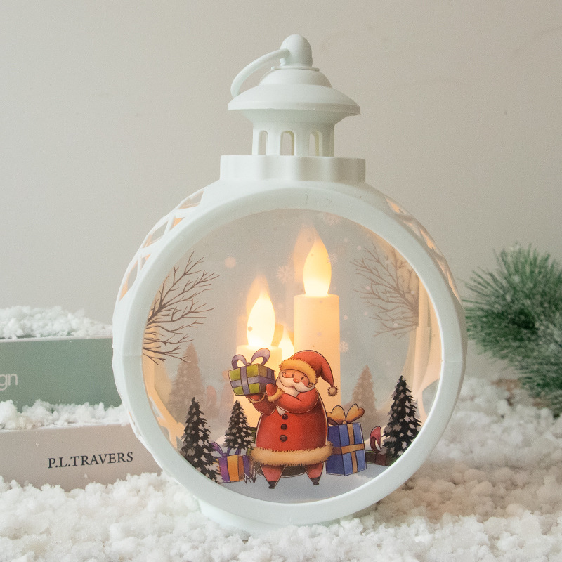 Christmas tree lights round Christmas Hanging Lamp Portable Cross-Border New Arrival Retro Window Decoration