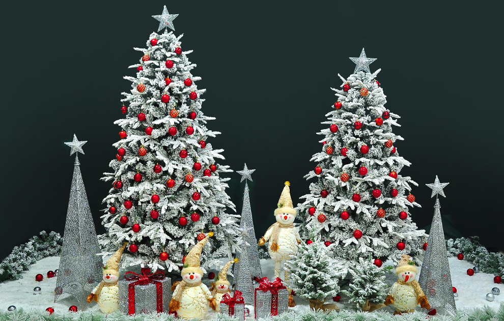 Christmas White Snowflake Flocking PE Christmas Tree 1.5 M 1.8 M 2.1 M 3 M Simulation Cedar Snow Decoration Christmas White Snowflake Flocking PE Christmas Tree 1.5 M 1.8 M 2.1 M 3 M Simulation Cedar Snow Decoration