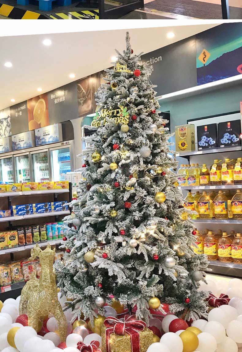 Christmas White Snowflake Flocking PE Christmas Tree 1.5 M 1.8 M 2.1 M 3 M Simulation Cedar Snow Decoration Christmas White Snowflake Flocking PE Christmas Tree 1.5 M 1.8 M 2.1 M 3 M Simulation Cedar Snow Decoration