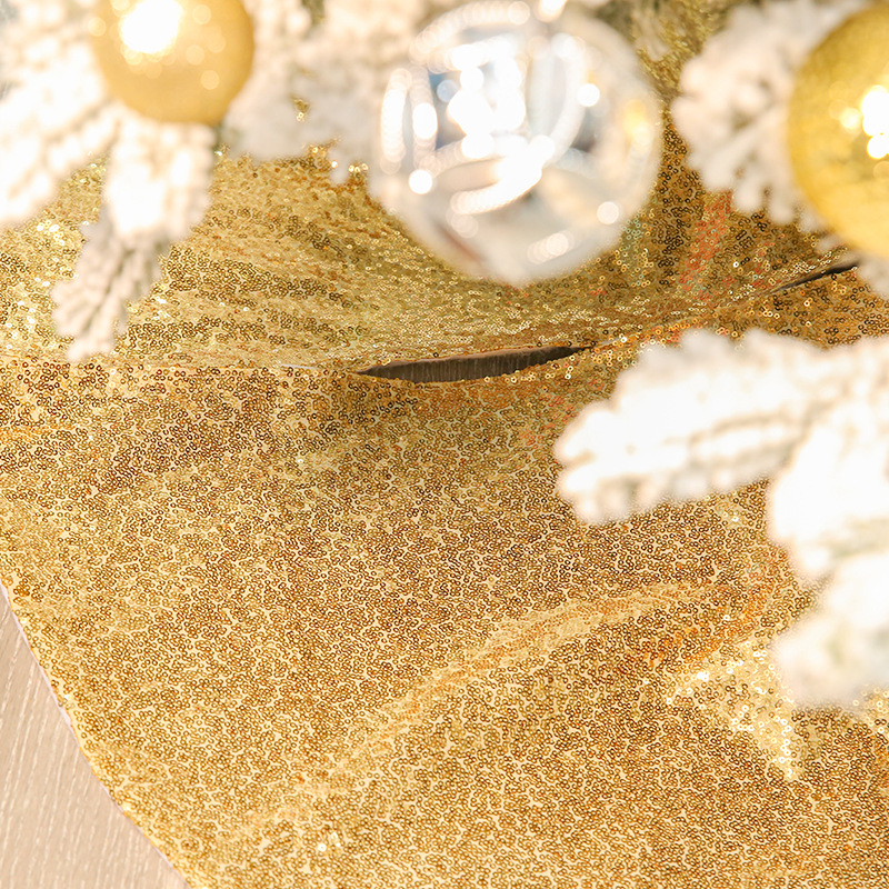 2022 New Amazon Hot Sale 120cm Gold Sequin Tree Skirt Christmas Tree Decorations Sequined Tree Group 48inch