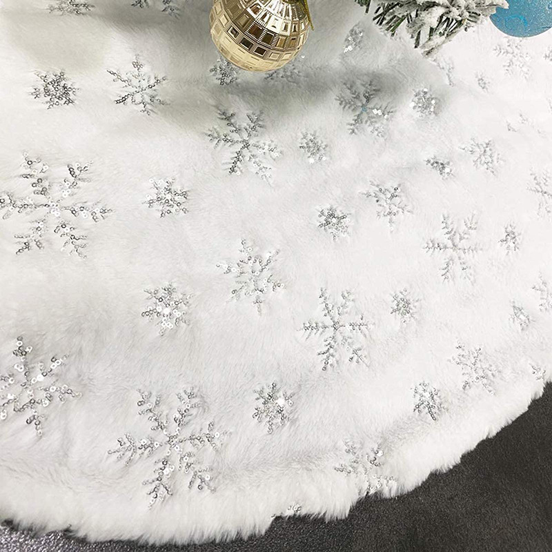Factory Christmas-Tree Skirt White Tree Group 90 122cm Rabbit Fur Sequin Snowflake Embroidered Sequins Christmas Tree Decorations