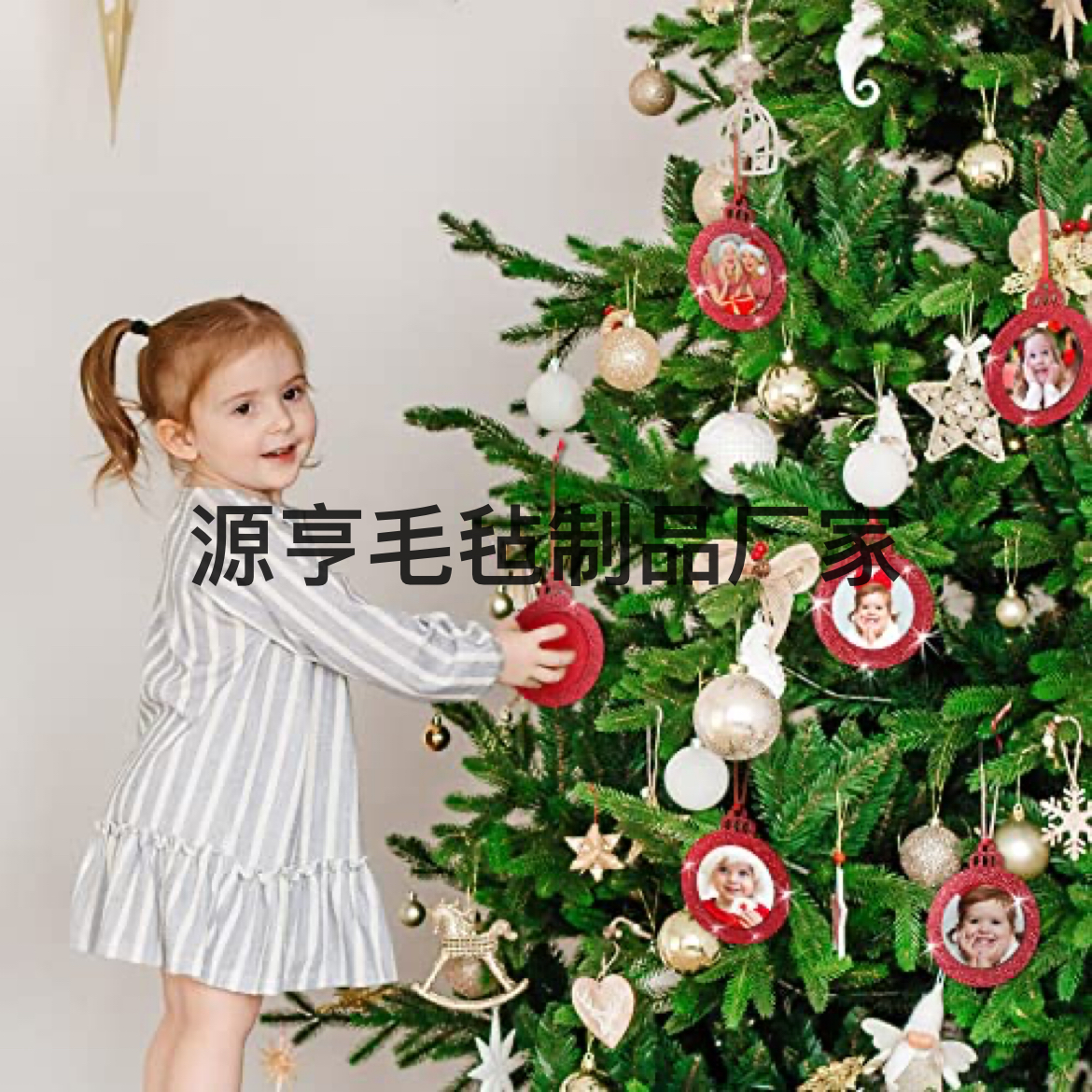 Christmas photo decoration frame felt mini bell holiday photo frame small felt glitter for Christmas tree decoration