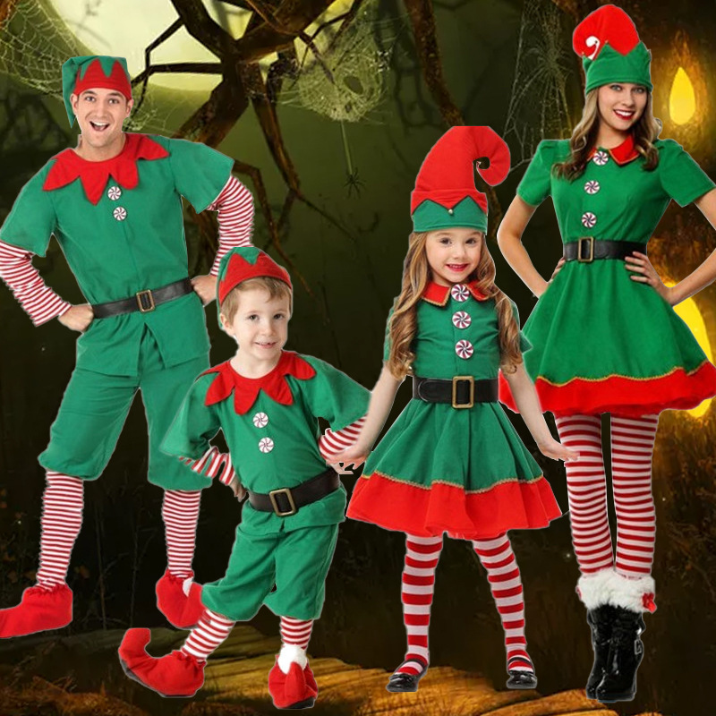  Christmas Elf Performance Wear Cosplay Adult Men&#039;s and Women&#039;s Christmas Outfit Performance Costume Christmas Dress