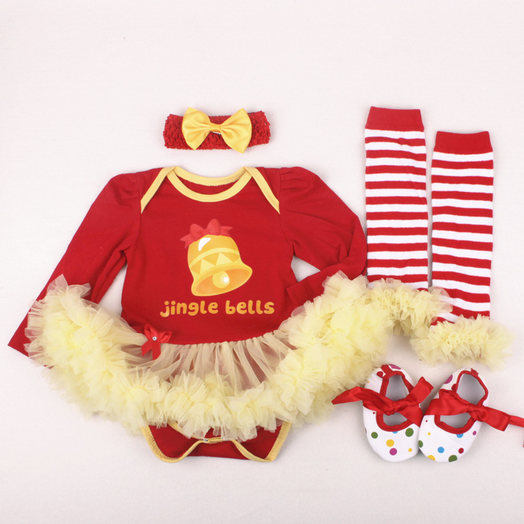 Amazon Christmas Tree Cartoon Newborn Baby Clothes for Babies Dress Four-Piece Set Foot Sock Shoes Head Wear Amazon Christmas Tree Cartoon Newborn Baby Clothes for Babies Dress Four-Piece Set Foot Sock Shoes Head Wear