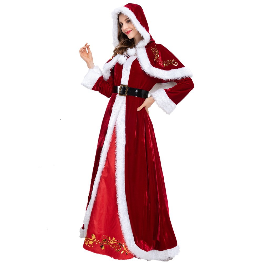 Female European and American plus Size Cross-Border Hot Red Dress Christmas Show Performance Clothes Christmas Dress