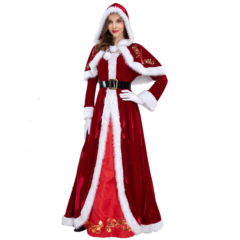 Female European and American plus Size Cross-Border Hot Red Dress Christmas Show Performance Clothes Christmas Dress