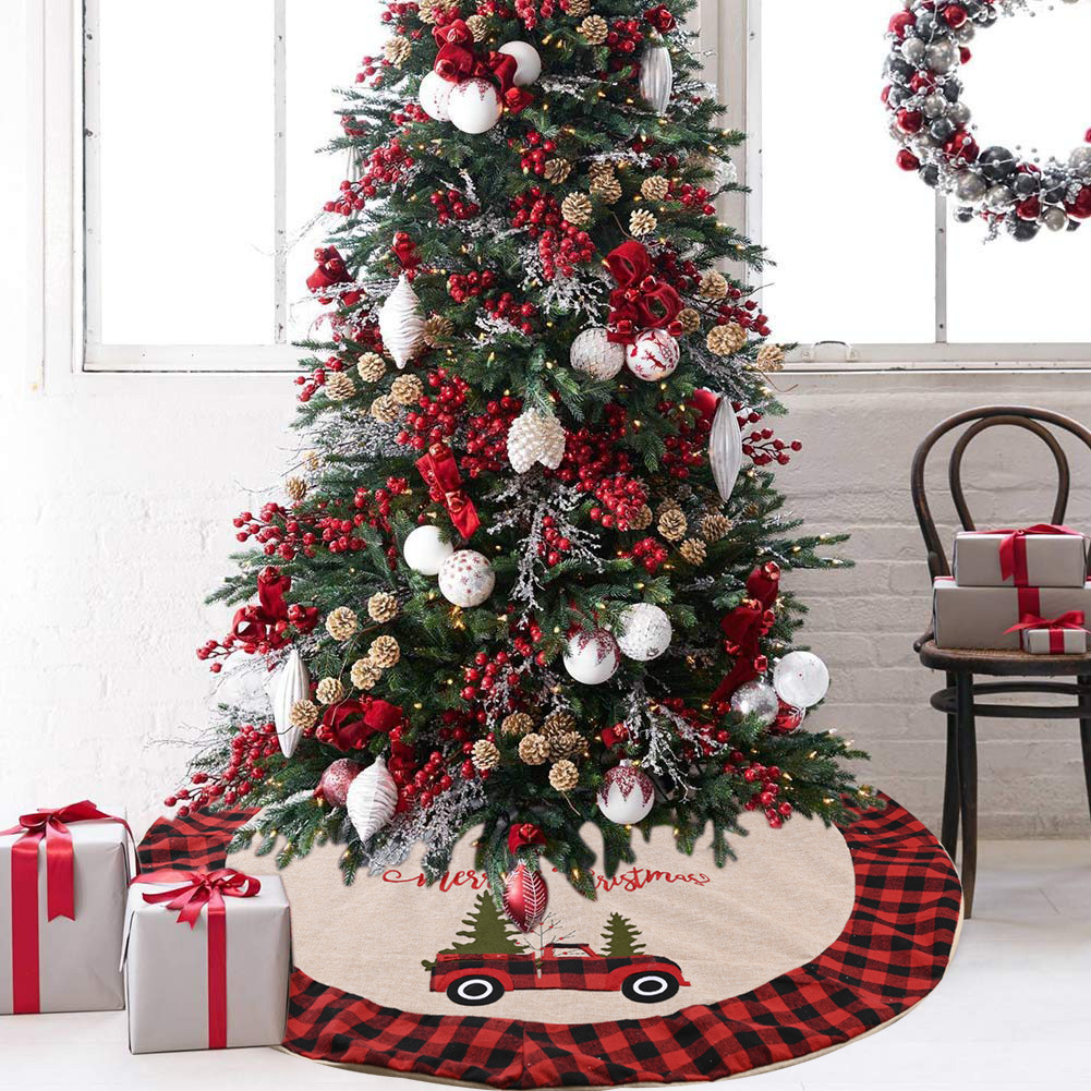 Now Hobe Christmas car dress tartan Christmas tree bottom ornament tree tree