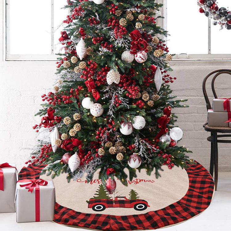 Now Hobe Christmas car dress tartan Christmas tree bottom ornament tree tree