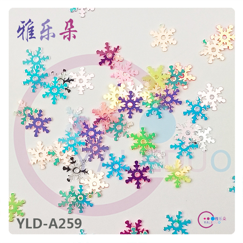 Yaleduo 7mm Snowflake PVC Paillette Cross-Border E-Commerce Christmas Dress up DIY Ornament Crystal Mud Filling