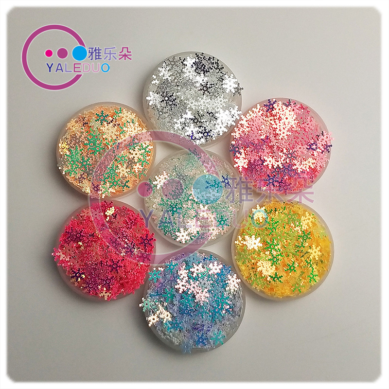 Yaleduo 7mm Snowflake PVC Paillette Cross-Border E-Commerce Christmas Dress up DIY Ornament Crystal Mud Filling