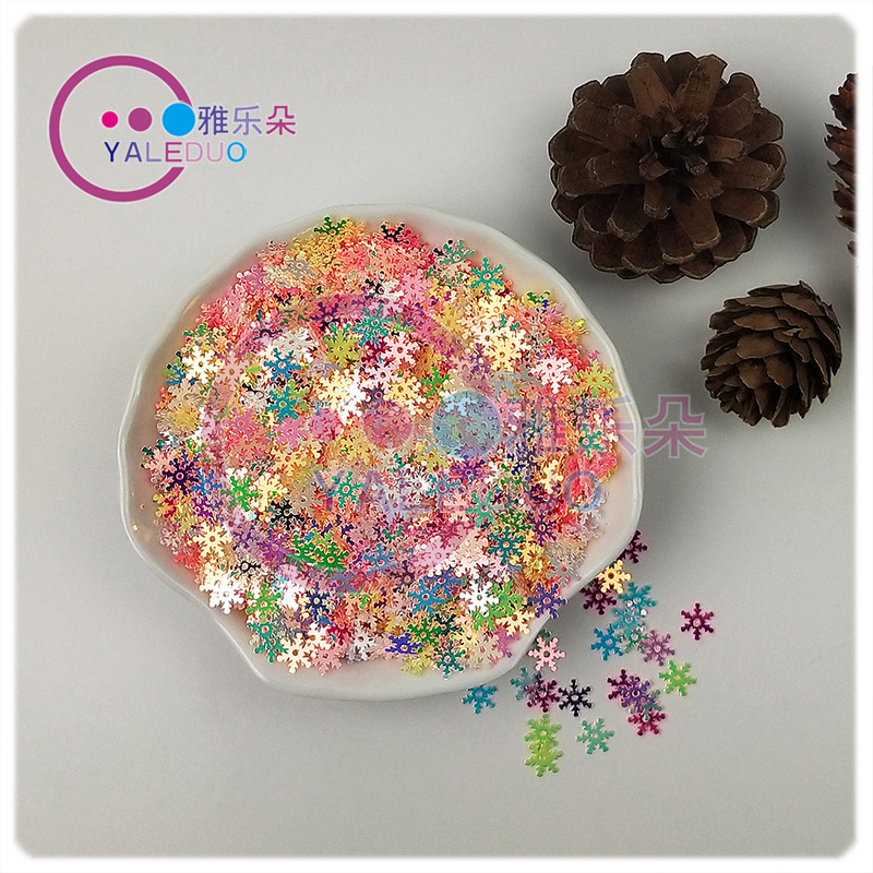 Yaleduo 7mm Snowflake PVC Paillette Cross-Border E-Commerce Christmas Dress up DIY Ornament Crystal Mud Filling