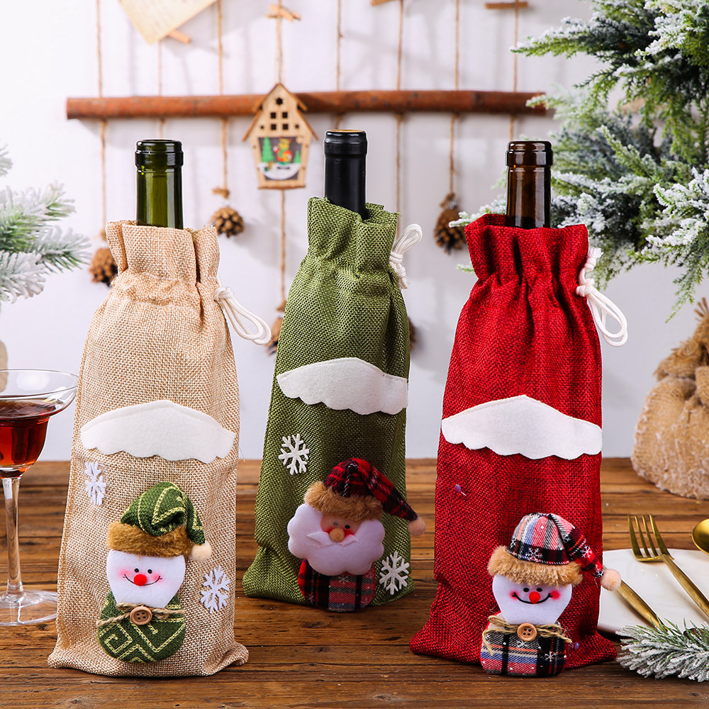 New Christmas Decoration Supplies Christmas Bottle Cover Red Wine Champagne Wine Bottle Bag Dining Table Dress up