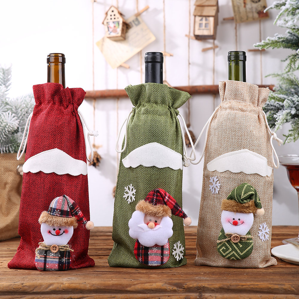 New Christmas Decoration Supplies Christmas Bottle Cover Red Wine Champagne Wine Bottle Bag Dining Table Dress up