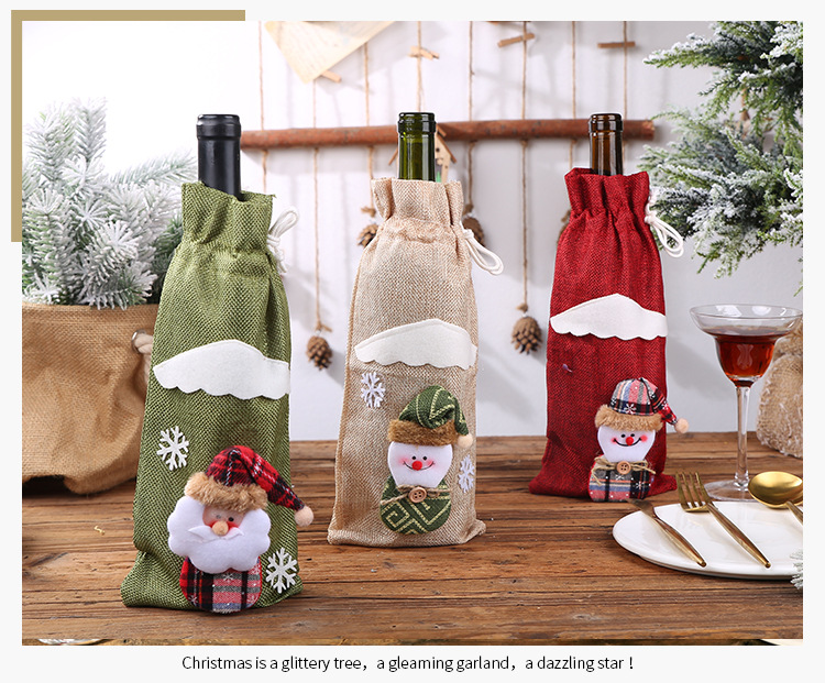 New Christmas Decoration Supplies Christmas Bottle Cover Red Wine Champagne Wine Bottle Bag Dining Table Dress up New Christmas Decoration Supplies Christmas Bottle Cover Red Wine Champagne Wine Bottle Bag Dining Table Dress up