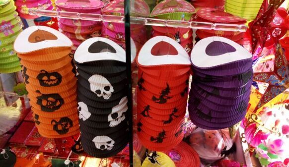 Halloween Supplies bar haunted House party straight pipe Organ paper folding pumpkin paper lantern