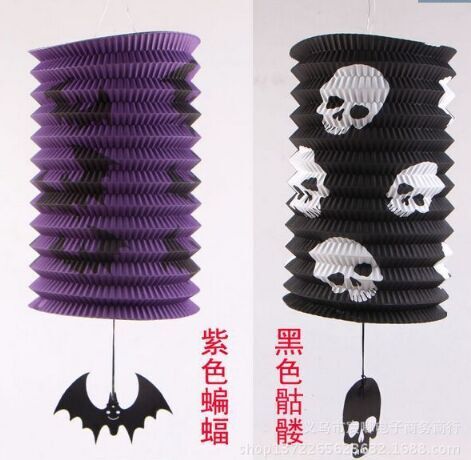 Halloween Supplies bar haunted House party straight pipe Organ paper folding pumpkin paper lantern