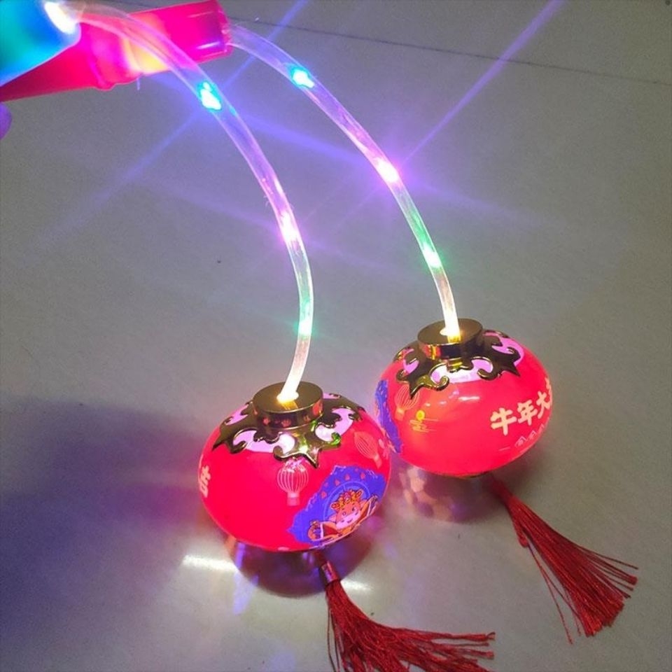 Haining Children&#039;s Portable Lantern New Year Lantern Festival Fu Character Hand-Held Luminous Lantern Antique Spring Festival Small Red Lantern Hanging