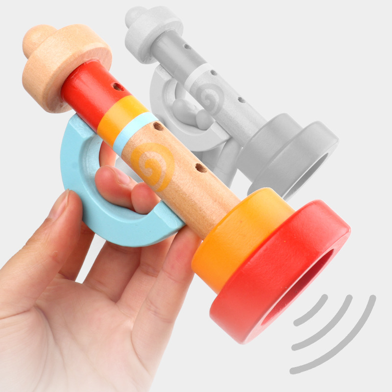 Wooden Children Small Horn 0.07 Orff Musical Instrument Toy Gift Infant Early Education Cross-Border Amazon trumpet toy