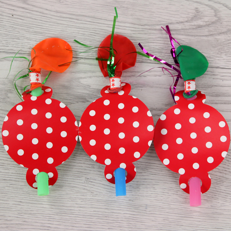 Whistle balloon children&#039;s birthday gift toy balloon gold wire whistle wedding trumpet balloon.