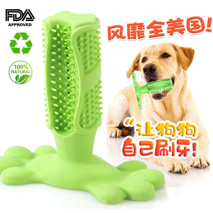 Manufacturer direct TPR pet toothbrush toy pet toy Teddy golden bristles dog cleaning products trumpet