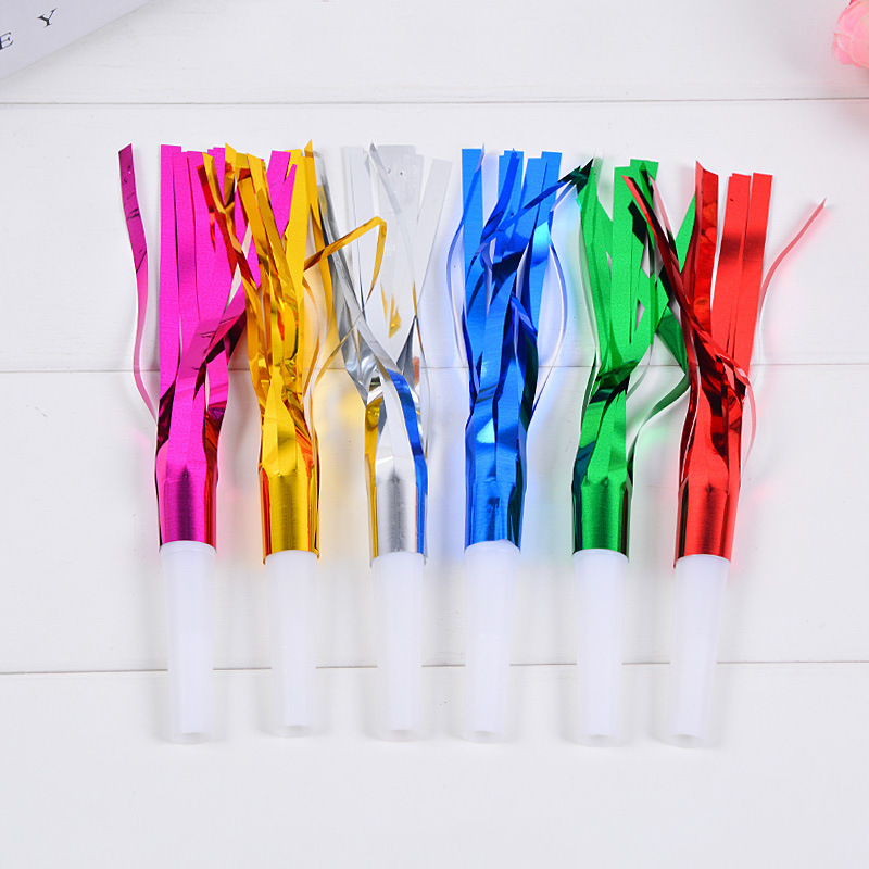 Blowing Dragon Whistle Party Horn Party Birthday Party Children Toy Whistle Cheering Props Rain Silk Blowing Dragon 6 Pieces