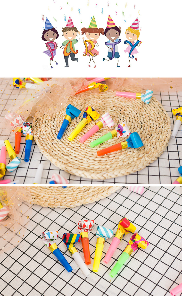Dragon Whistle  Wholesale 6.5cm Dot Solid Color Blowouts Birthday Party Supplies Birthday Whistle Horn Cheering Props