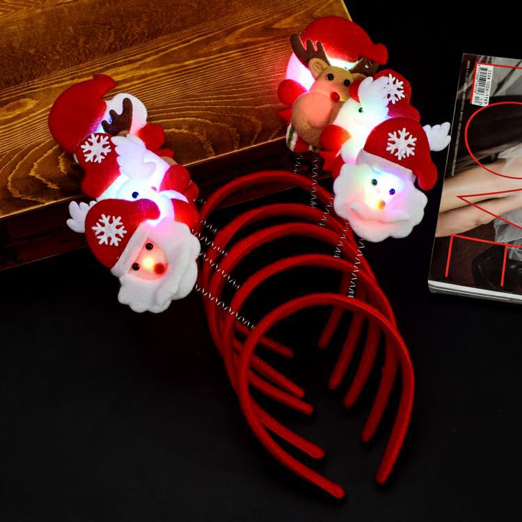 Christmas Decorations Adults and Children Dress up Christmas Luminous Head Buckle Luminous Headband Antlers Headband Christmas Hat