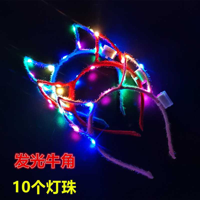Year Of Tiger Small Gift Luminous Headband Antlers Magic Wand Headband Children &#039;S Toys Wholesale Push Night Market Stall Supply