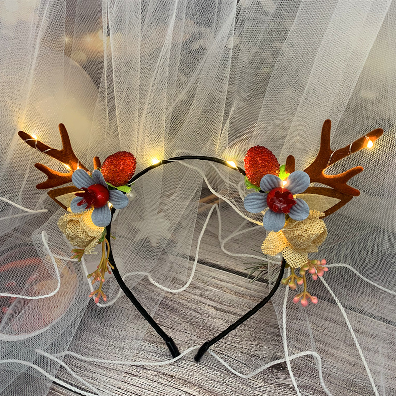 New Christmas Antlers Headband Internet Celebrity Same Christmas Headband Luminous Flashing Light Headdress Mori Style Headband Wholesale New Christmas Antlers Headband Internet Celebrity Same Christmas Headband Luminous Flashing Light Headdress Mori Style Headband Wholesale