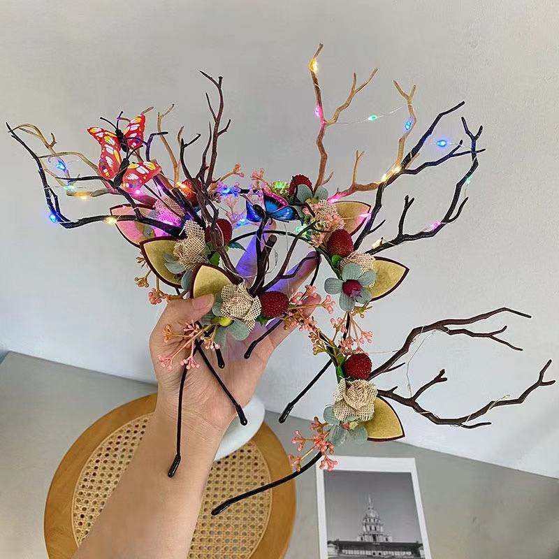 New Christmas Antlers Headband Internet Celebrity Same Christmas Headband Luminous Flashing Light Headdress Mori Style Headband Wholesale New Christmas Antlers Headband Internet Celebrity Same Christmas Headband Luminous Flashing Light Headdress Mori Style Headband Wholesale