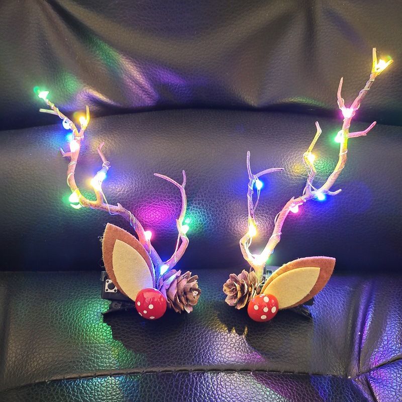 Christmas New Headdress Halloween Luminous Barrettes Elk Headband Seaside Antlers Hair Accessories Head