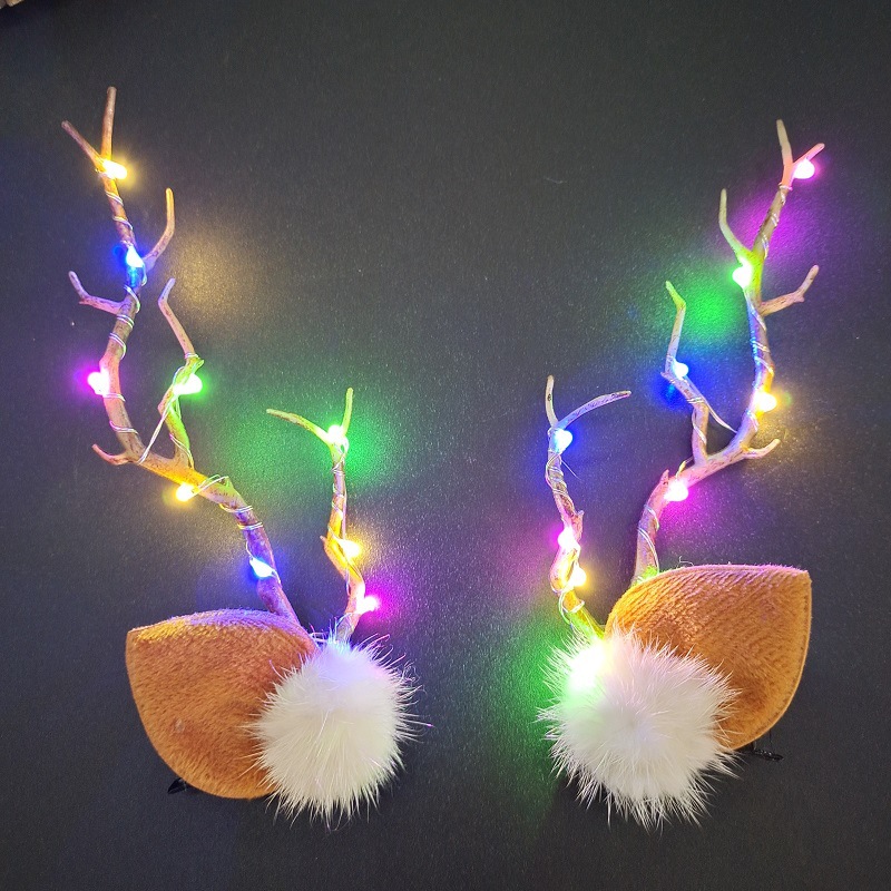 Christmas New Headdress Halloween Luminous Barrettes Elk Headband Seaside Antlers Hair Accessories Head