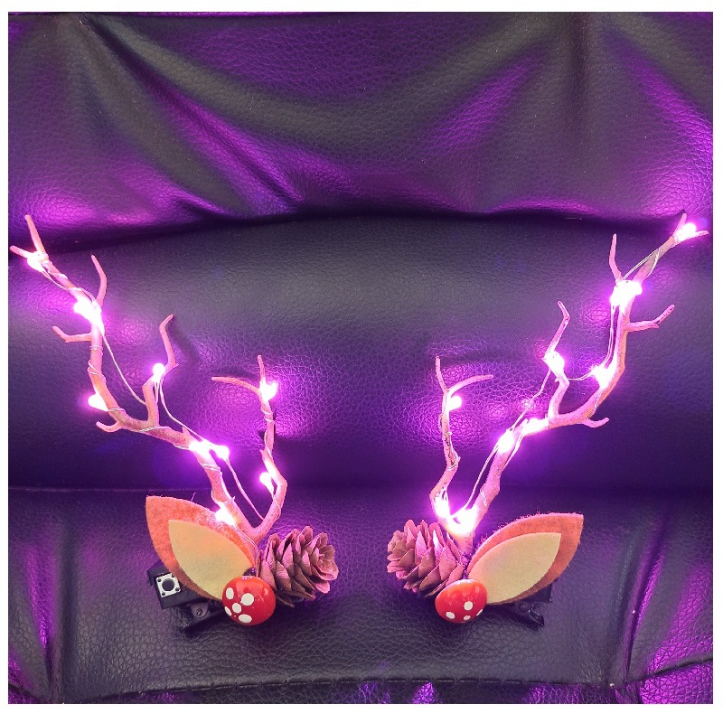 Christmas New Headdress Halloween Luminous Barrettes Elk Headband Seaside Antlers Hair Accessories Head