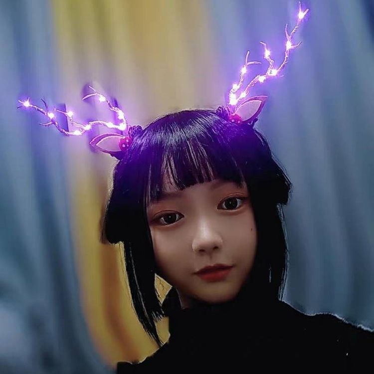 Christmas New Headdress Halloween Luminous Barrettes Elk Headband Seaside Antlers Hair Accessories Head