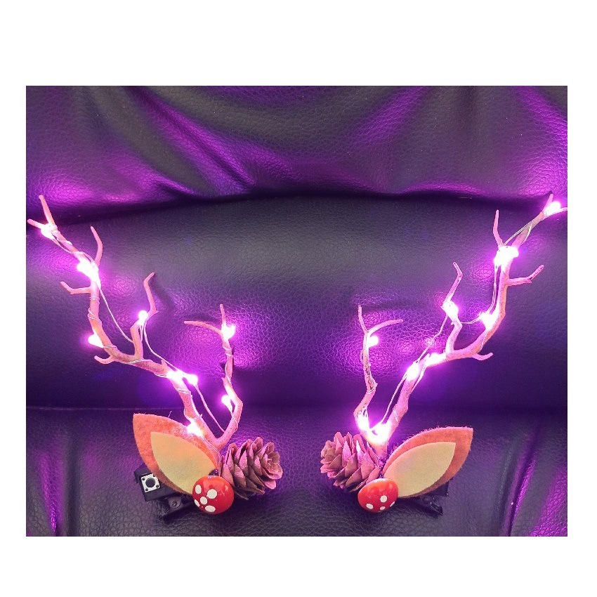 Christmas New Headdress Halloween Luminous Barrettes Elk Headband Seaside Antlers Hair Accessories Head