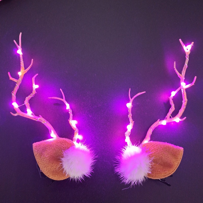 Christmas New Headdress Halloween Luminous Barrettes Elk Headband Seaside Antlers Hair Accessories Head