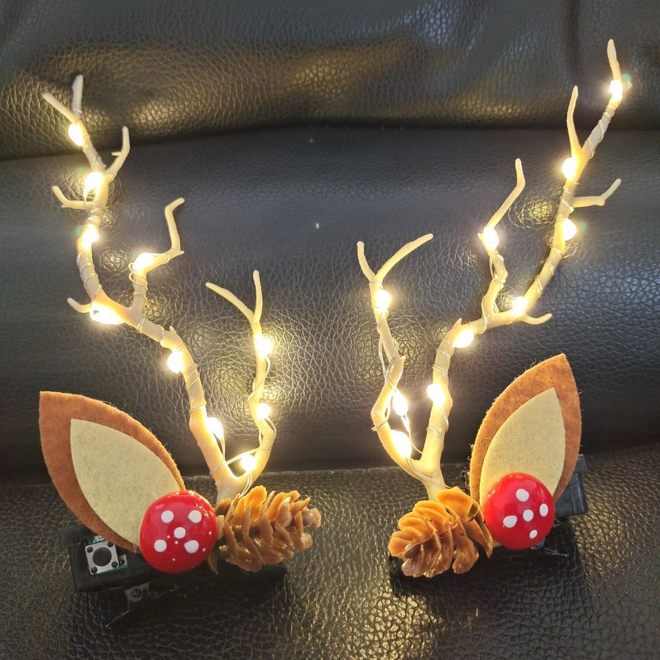 Christmas New Headdress Halloween Luminous Barrettes Elk Headband Seaside Antlers Hair Accessories Head