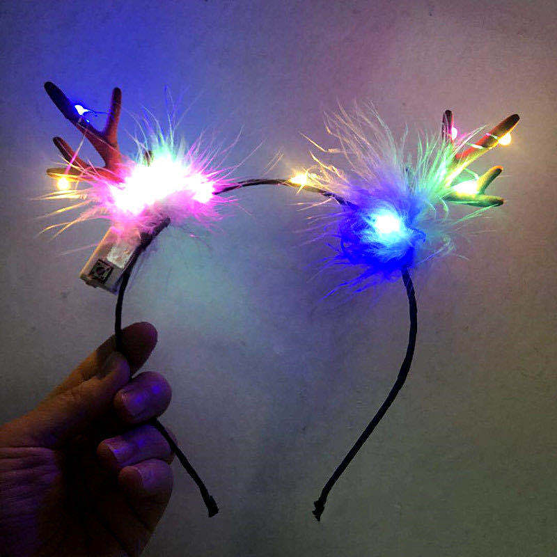 New Luminous Feather Antlers Headdress Christmas Toys Stall Supply Square Night Market Travel Hot Sale at Scenic Spot Toys