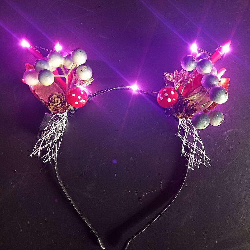 Luminous Antlers Headband Cross-Border New Arrival Christmas Headband Elk Berry Cat Ears Headdress Factory Wholesale Luminous Antlers Headband Cross-Border New Arrival Christmas Headband Elk Berry Cat Ears Headdress Factory Wholesale